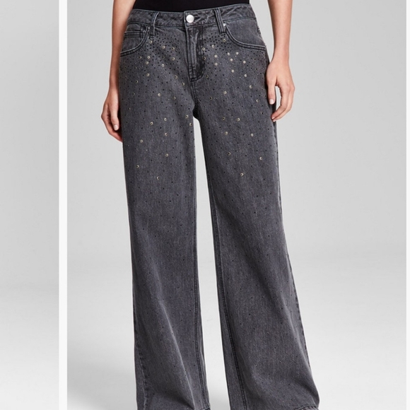 And Now This Denim - And Now This Mid-Rise Embellished Gray Jeans
